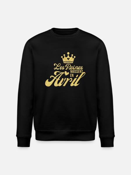Queens are born in April golden glitter - Stanley/Stella ROLLER Unisex Organic Sweatshirt - black