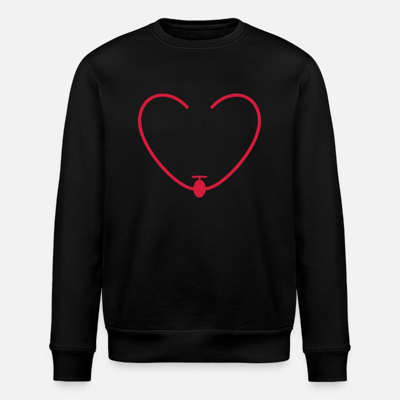 Herz Segelflugzeug - Stanley/Stella Unisex Bio-Sweatshirt ROLLER - Schwarz