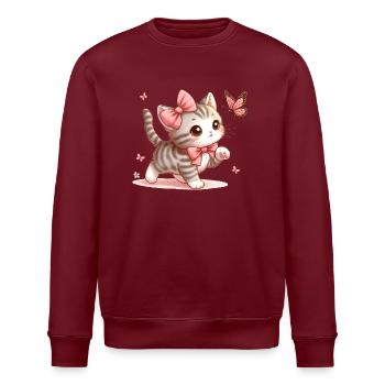 Chat avec papillon - Sweat bio ROLLER Stanley/Stella Unisexe - bordeaux - Devant - Nik (191cm)