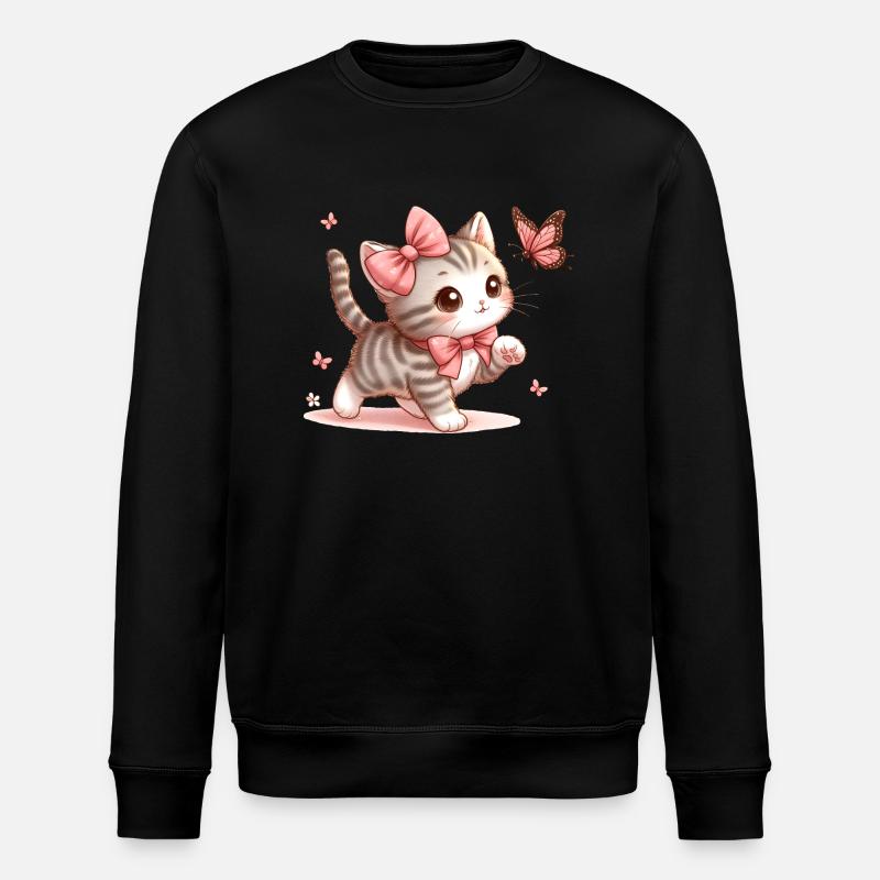 Chat avec papillon - Sweat bio ROLLER Stanley/Stella Unisexe - noir