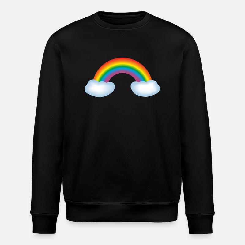Regenbogen mit Wolken - Stanley/Stella Unisex Bio-Sweatshirt ROLLER - Schwarz