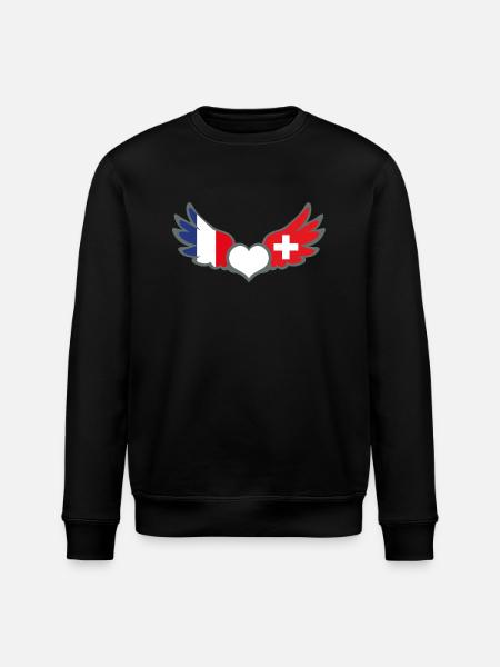 Drapeaux Français et Suisse Flag France et Suisse - Sweat bio ROLLER Stanley/Stella Unisexe - noir