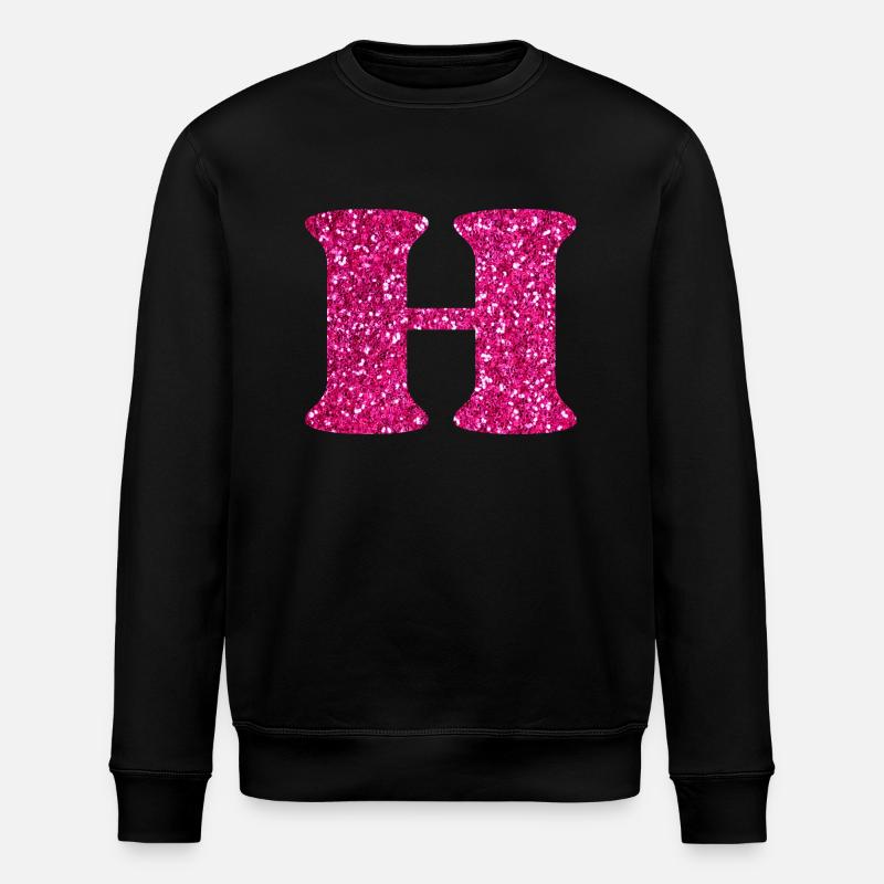 Buchstabe h rosa glitzernd - Stanley/Stella Unisex Bio-Sweatshirt ROLLER - Schwarz
