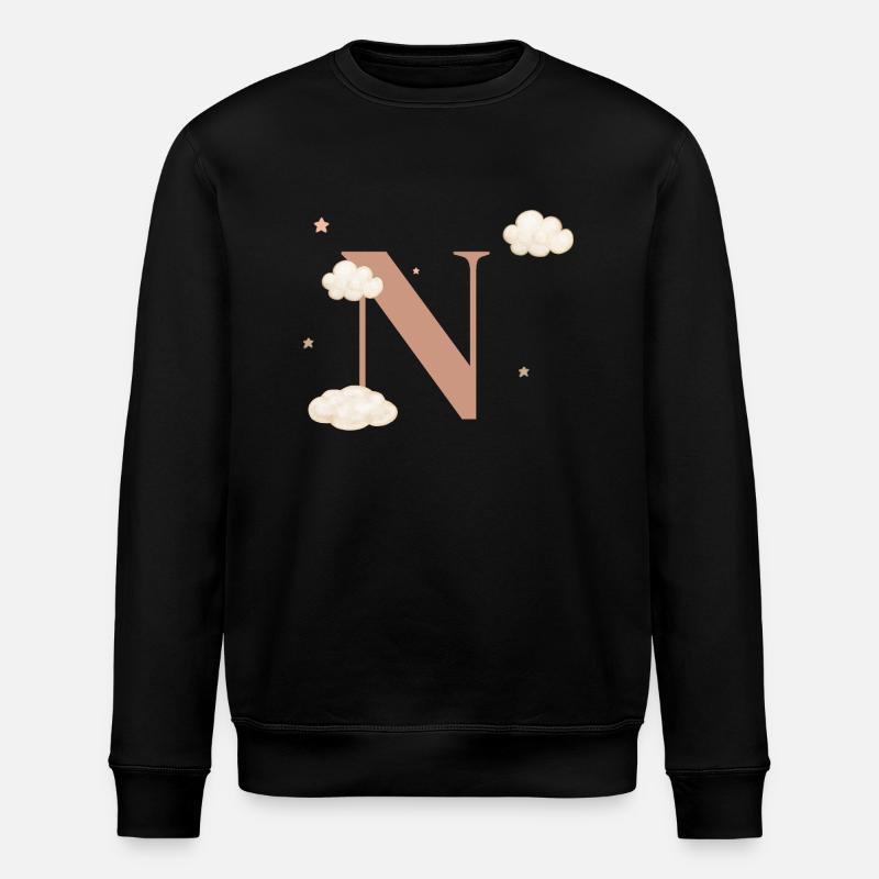 Lettre n nuages étoiles - Sweat bio ROLLER Stanley/Stella Unisexe - noir