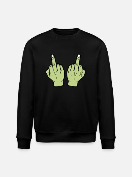 Middle Finger Hand - Stanley/Stella ROLLER Unisex Organic Sweatshirt - black