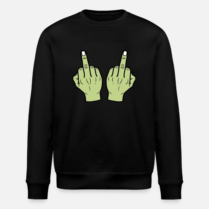 Middle Finger Hand - Stanley/Stella ROLLER Unisex Organic Sweatshirt - black