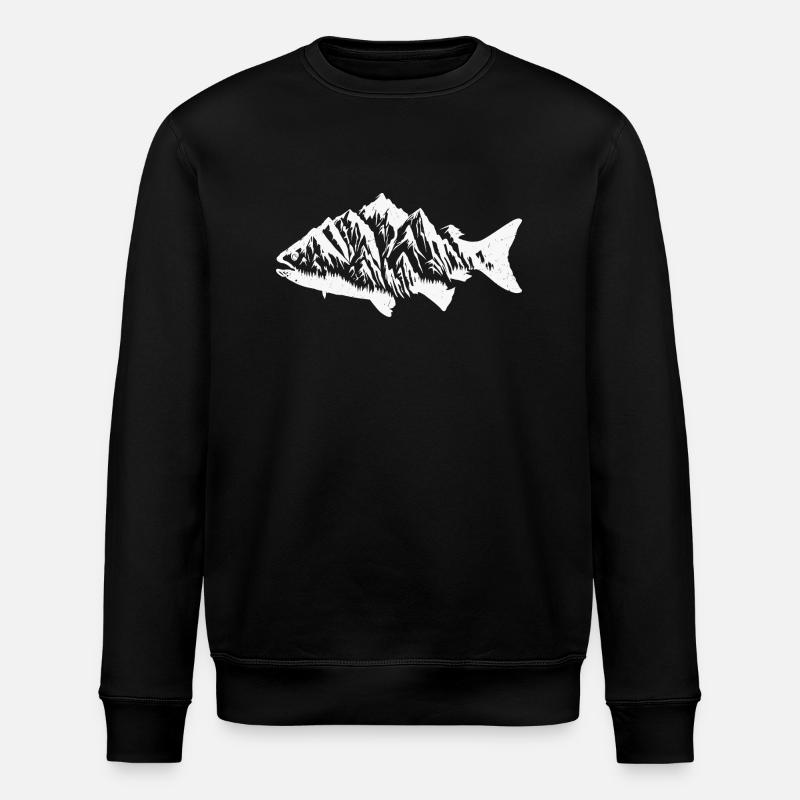 Mountain Landscape in Fish - Stanley/Stella ROLLER Unisex Organic Sweatshirt - black