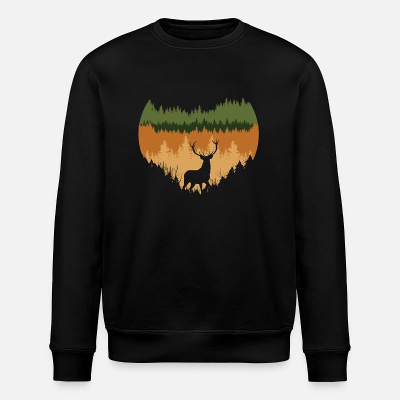 tiefer Wald und Hirsche - Stanley/Stella Unisex Bio-Sweatshirt ROLLER - Schwarz