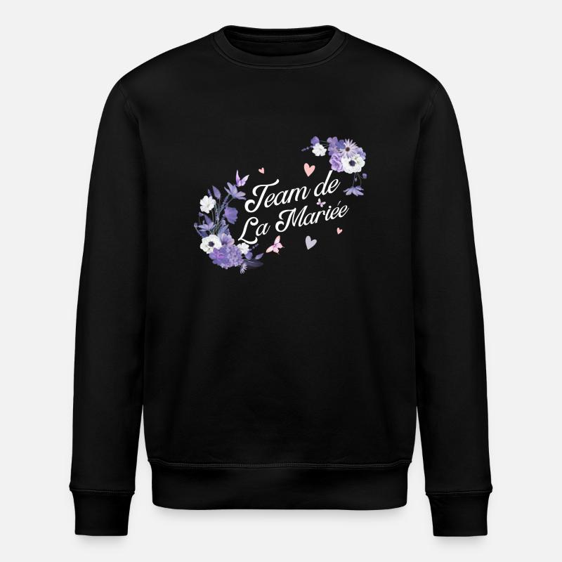 Lila Blumen Braut Team - Stanley/Stella Unisex Bio-Sweatshirt ROLLER - Schwarz