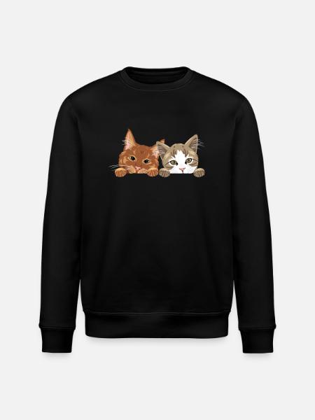 Peeking cute two cats - Stanley/Stella ROLLER Unisex Organic Sweatshirt - black