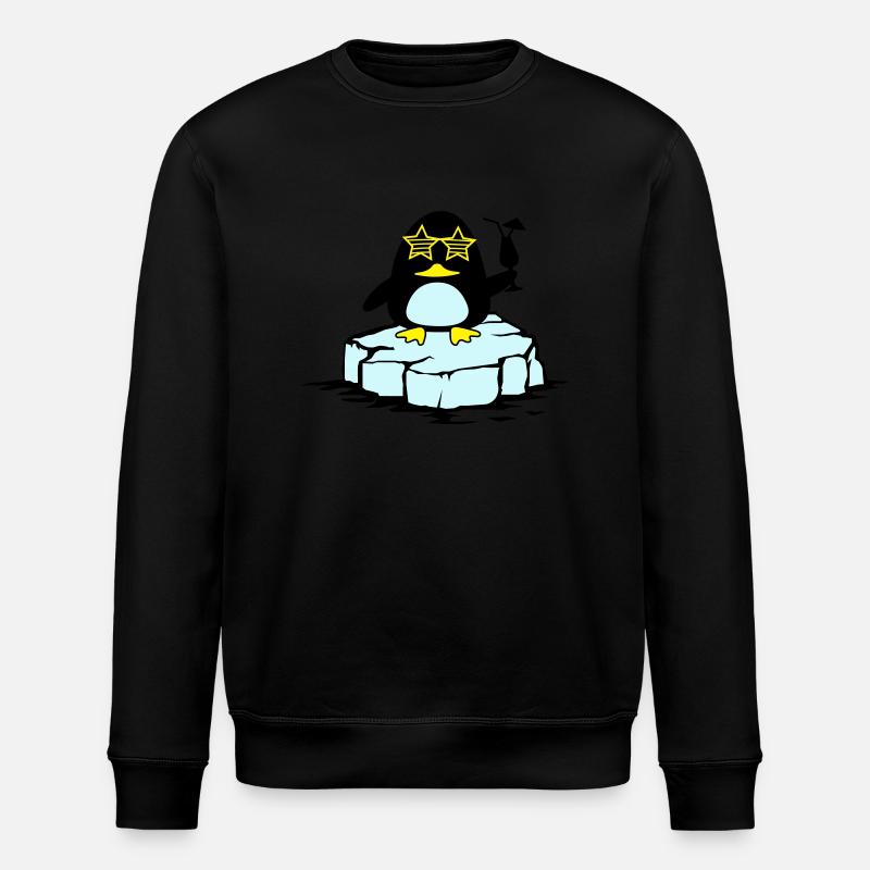Beach Penguin Floe - Stanley/Stella ROLLER Unisex Organic Sweatshirt - black