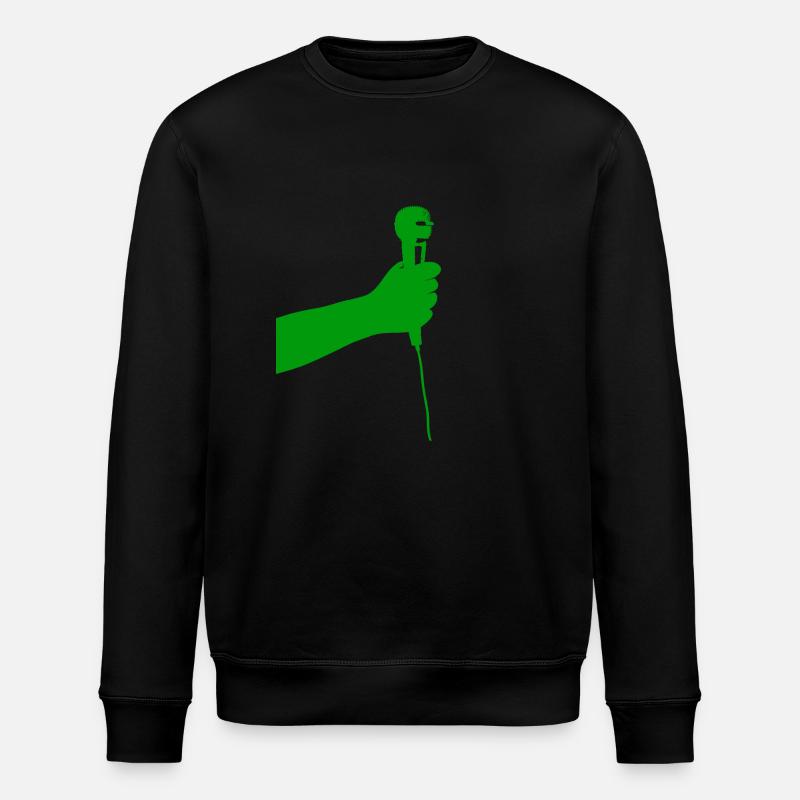 microphone (green) - Stanley/Stella ROLLER Unisex Organic Sweatshirt - black