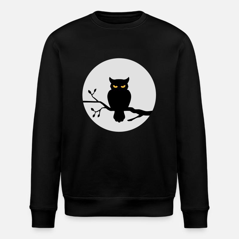 Eule im Vollmond - Stanley/Stella Unisex Bio-Sweatshirt ROLLER - Schwarz