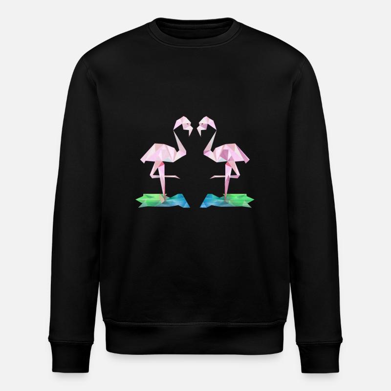Low-Poly Flamingos - Stanley/Stella ROLLER Unisex Organic Sweatshirt - black