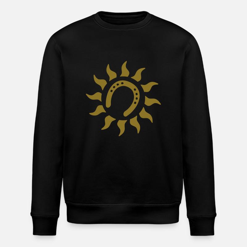 pferd Hufeisen Sonne - Stanley/Stella Unisex Bio-Sweatshirt ROLLER - Schwarz