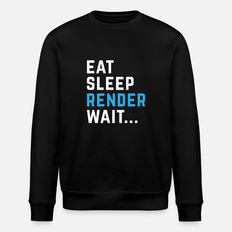 Eat Sleep Render Wait - Stanley/Stella ROLLER Unisex Organic Sweatshirt - black