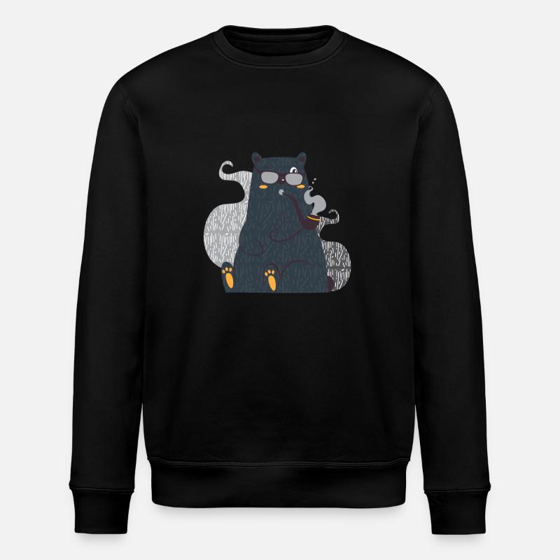 T-Shirt cooler Bär Pfeife - Stanley/Stella Unisex Bio-Sweatshirt ROLLER - Schwarz