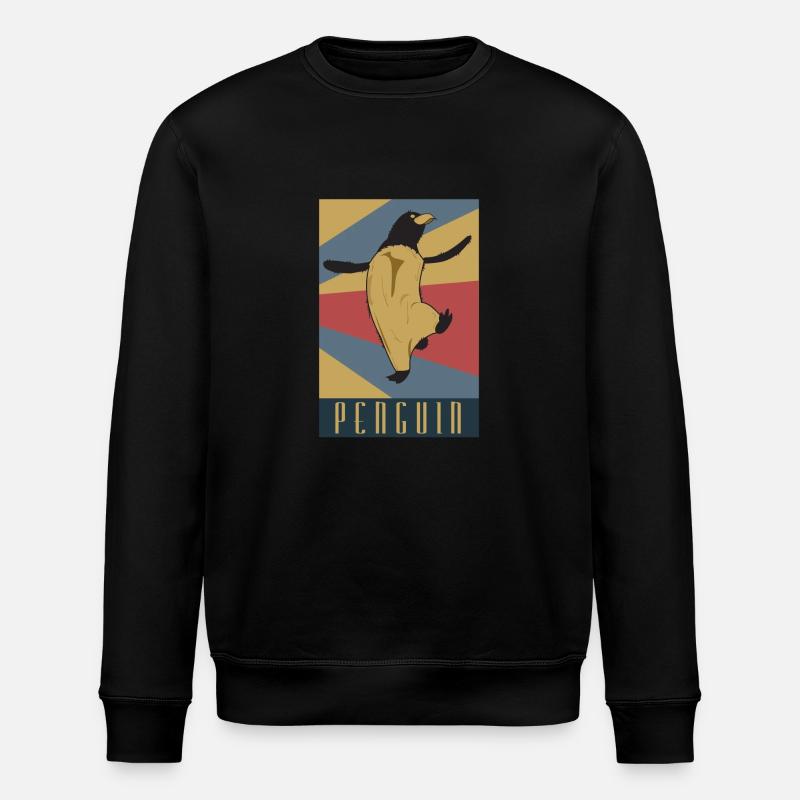 Penguin retro gift idea - Stanley/Stella ROLLER Unisex Organic Sweatshirt - black
