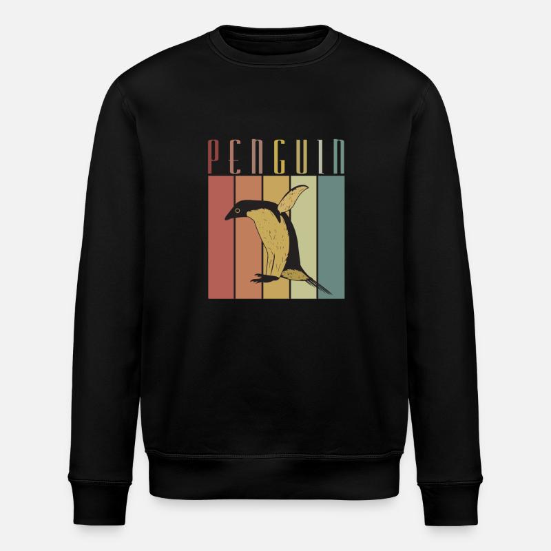 Pinguin Oldshool Geschenk Idee - Stanley/Stella Unisex Bio-Sweatshirt ROLLER - Schwarz