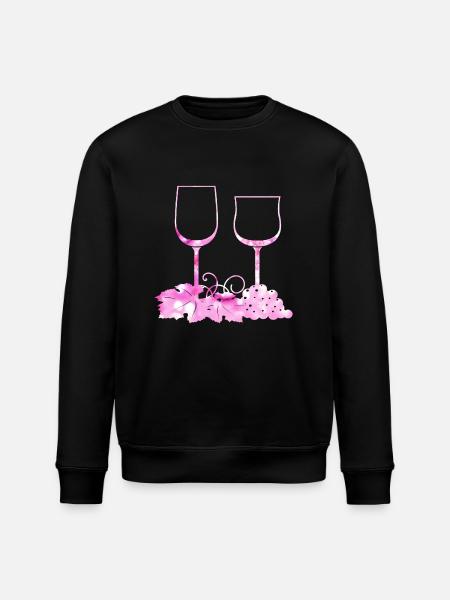 Wine glasses Grape vine leaf - Stanley/Stella ROLLER Unisex Organic Sweatshirt - black