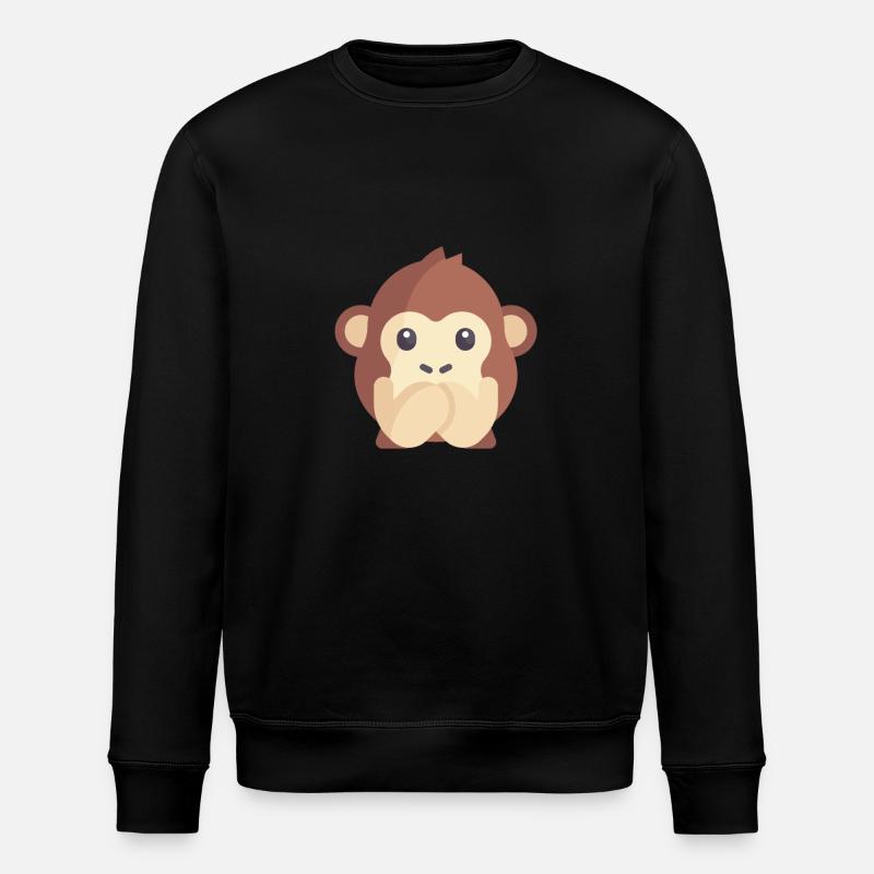 süßes Affen Emoticon - Stanley/Stella Unisex Bio-Sweatshirt ROLLER - Schwarz