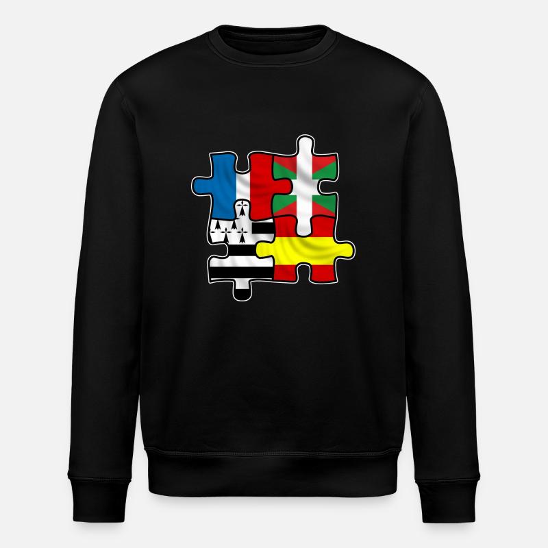 puzzle euskadi breizh - Stanley/Stella ROLLER Unisex Organic Sweatshirt - black