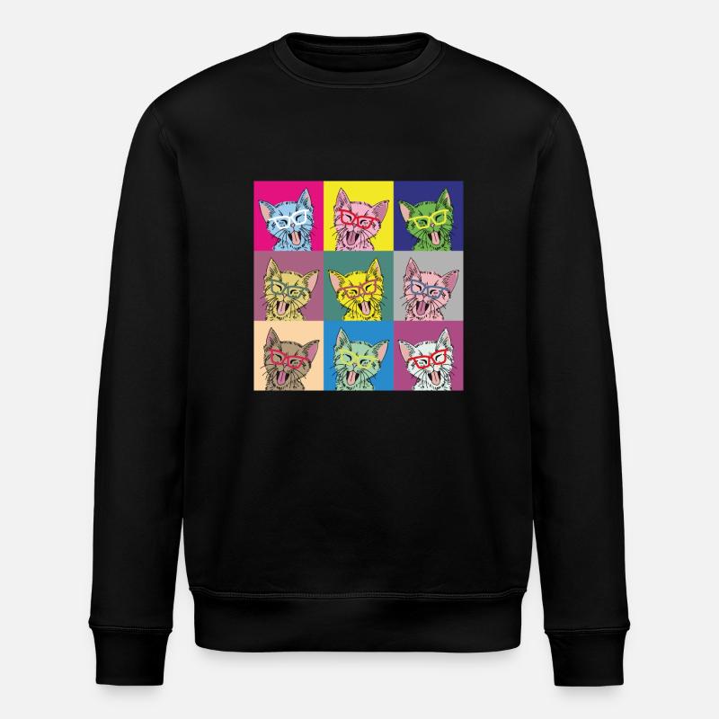 Katzen Pop Art - Stanley/Stella Unisex Bio-Sweatshirt ROLLER - Schwarz