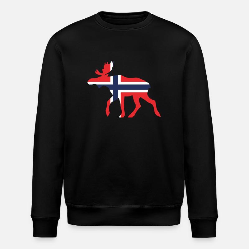 Moose Norway flag - Stanley/Stella ROLLER Unisex Organic Sweatshirt - black
