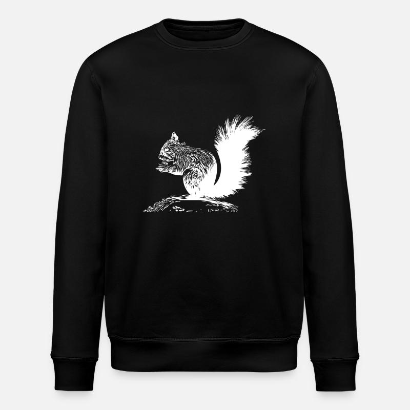 Drolliges Eichhörnchen mit einer Nuss - Stanley/Stella Unisex Bio-Sweatshirt ROLLER - Schwarz