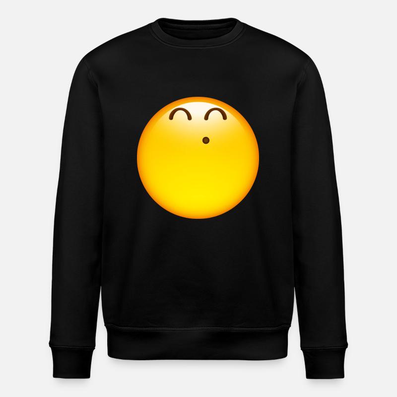 Smiley Glossy Happy Whistle - Stanley/Stella ROLLER Unisex Organic Sweatshirt - black