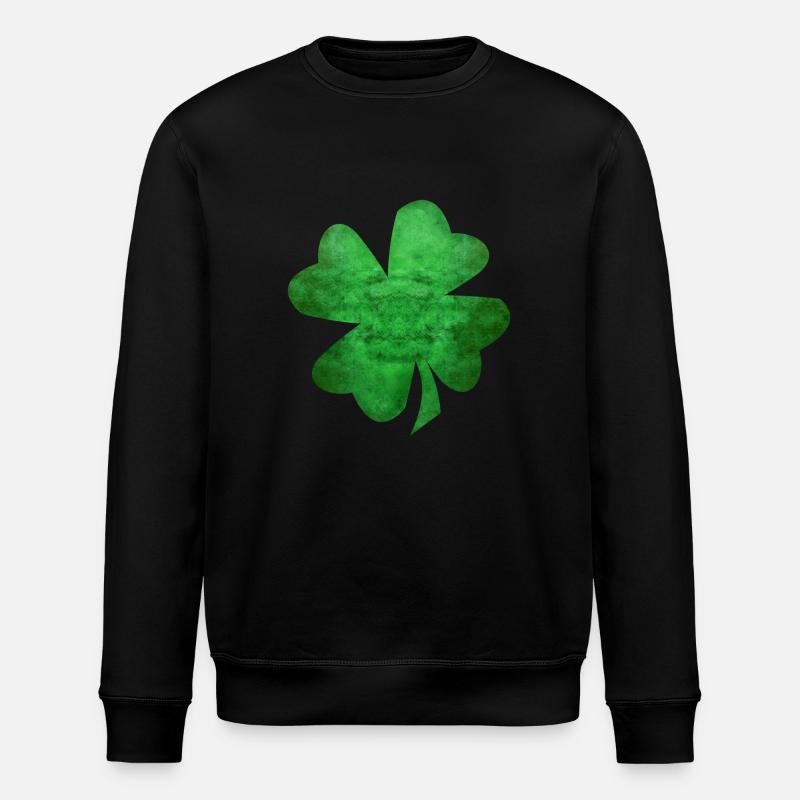 Grüner vierblättriger Kleeblatt - Stanley/Stella Unisex Bio-Sweatshirt ROLLER - Schwarz