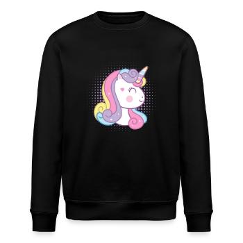 Süßes Einhorn - Stanley/Stella Unisex Bio-Sweatshirt ROLLER - Schwarz - Vorne - Nik (191cm)