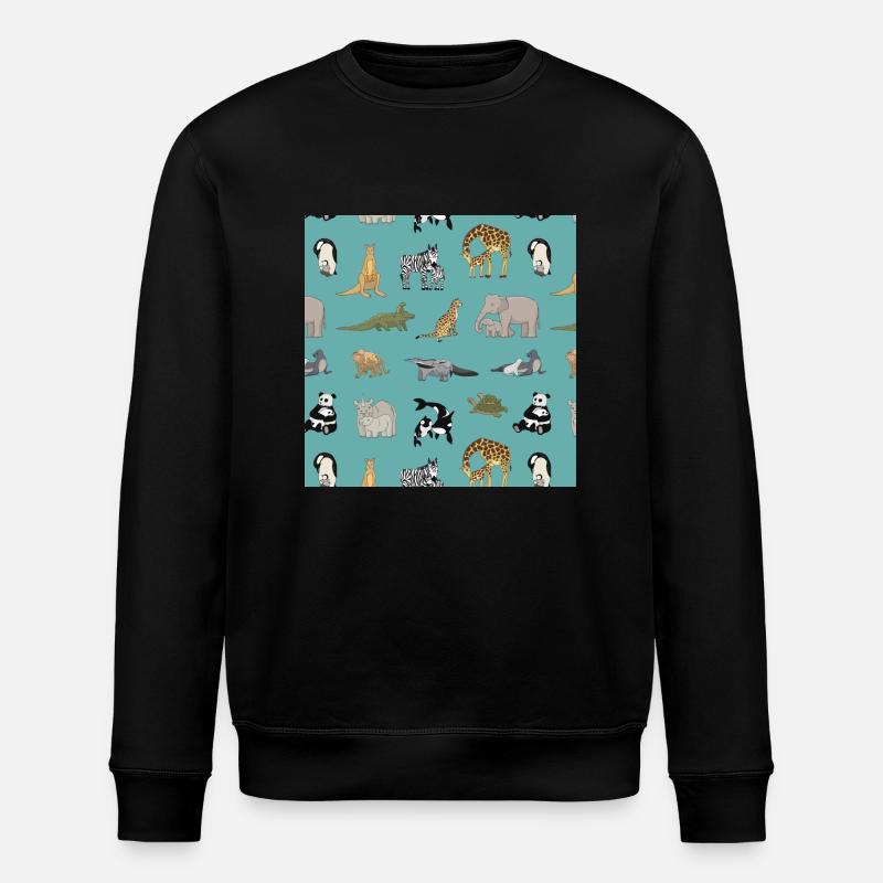 Zoo pattern - Stanley/Stella ROLLER Unisex Organic Sweatshirt - black