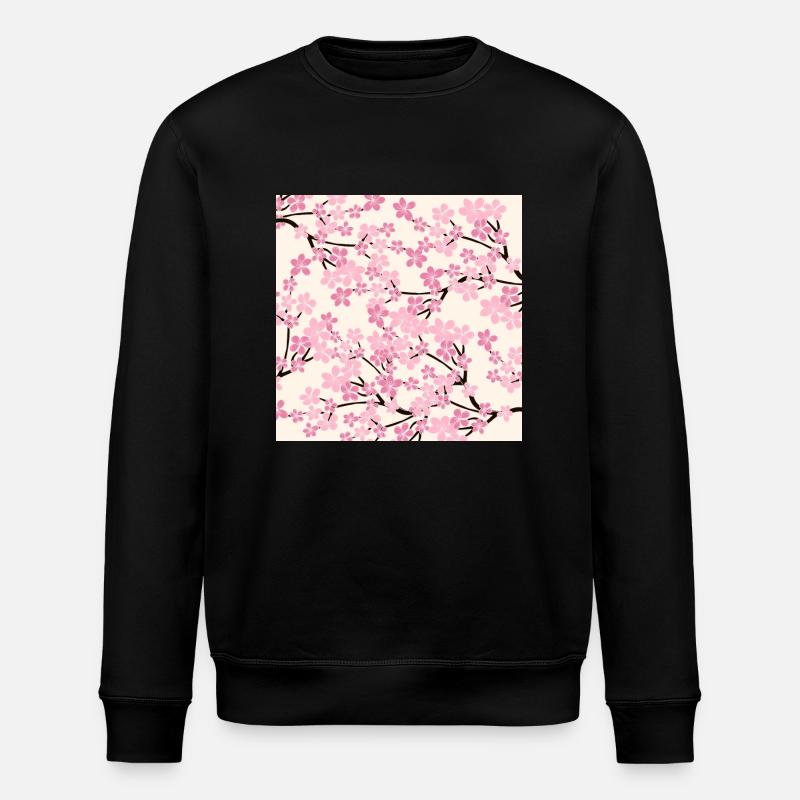 Rosa Kirschblüte Muster - Sakura - Stanley/Stella Unisex Bio-Sweatshirt ROLLER - Schwarz