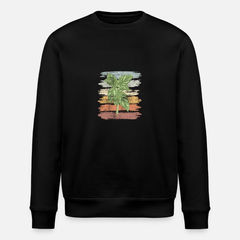 Herbal Basil-Herb Retro Design - Stanley/Stella ROLLER Unisex Organic Sweatshirt - black