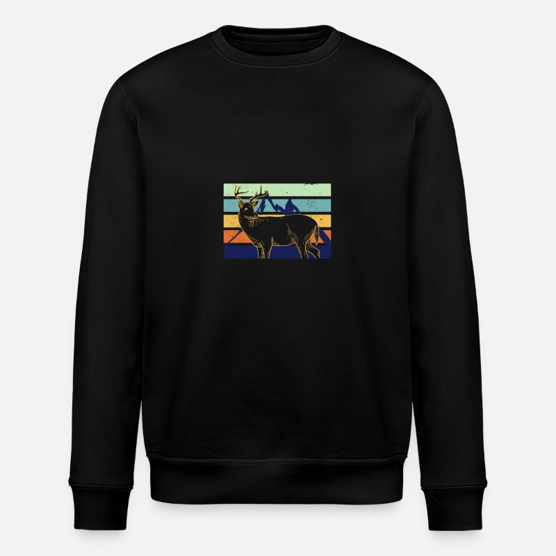 Deer Retro - Stanley/Stella ROLLER Unisex Organic Sweatshirt - black