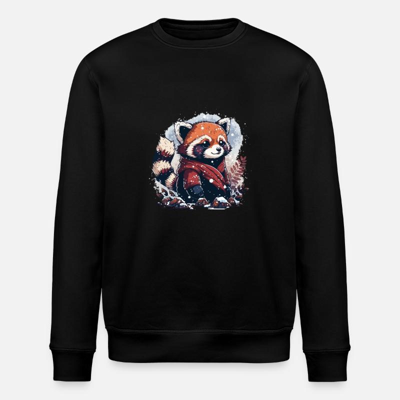 red panda in winter - Stanley/Stella ROLLER Unisex Organic Sweatshirt - black