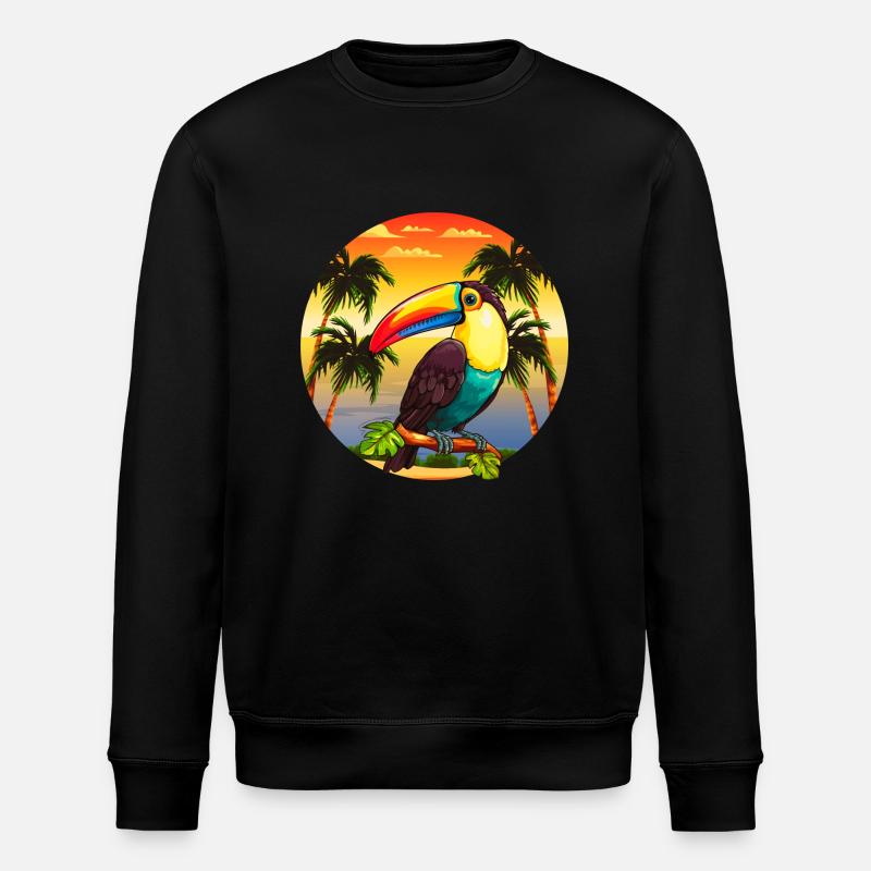 Tropische Vogelpalmen - Stanley/Stella Unisex Bio-Sweatshirt ROLLER - Schwarz
