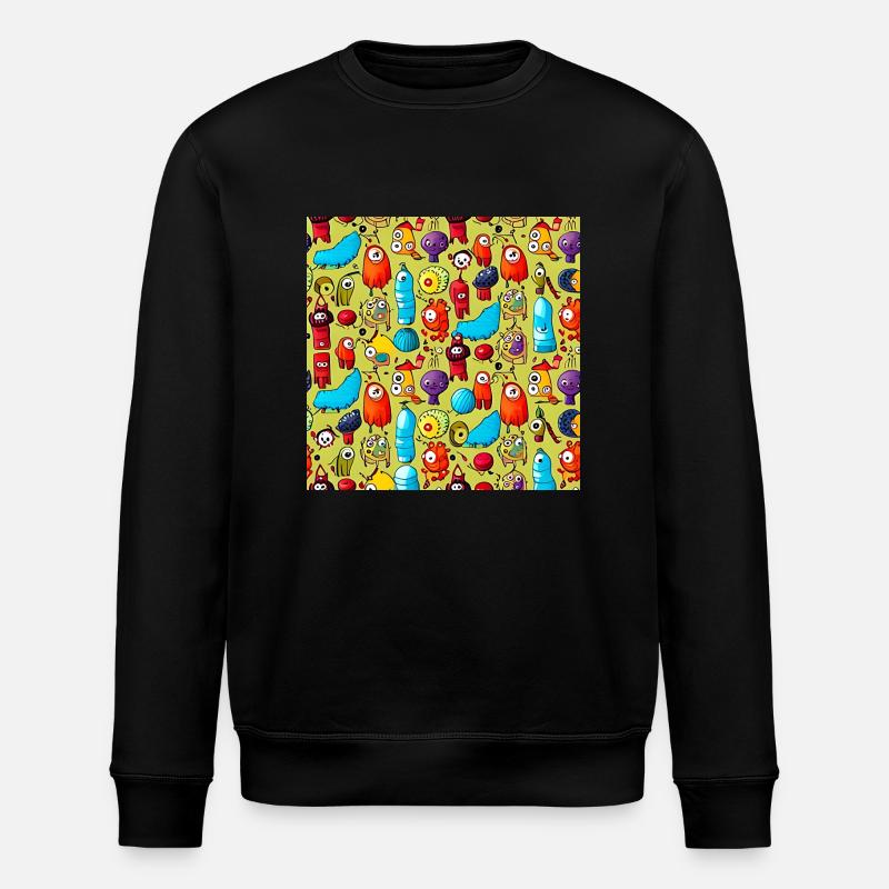 Happy Monsters Muster - Stanley/Stella Unisex Bio-Sweatshirt ROLLER - Schwarz