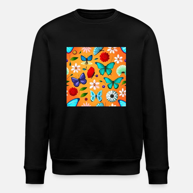 Papillons et fleurs - Sweat bio ROLLER Stanley/Stella Unisexe - noir