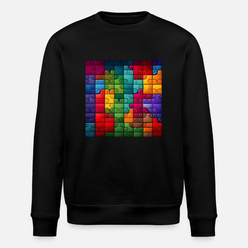Buntes Regenbogen-Puzzle-Muster - Stanley/Stella Unisex Bio-Sweatshirt ROLLER - Schwarz