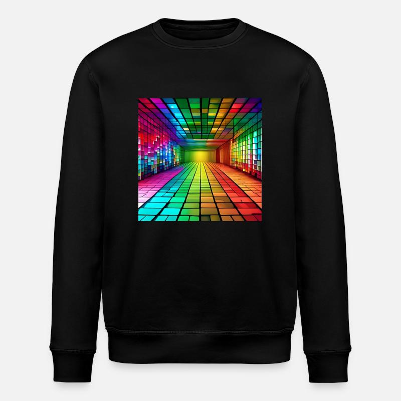 3D Rainbow Squares - Stanley/Stella ROLLER Unisex Organic Sweatshirt - black