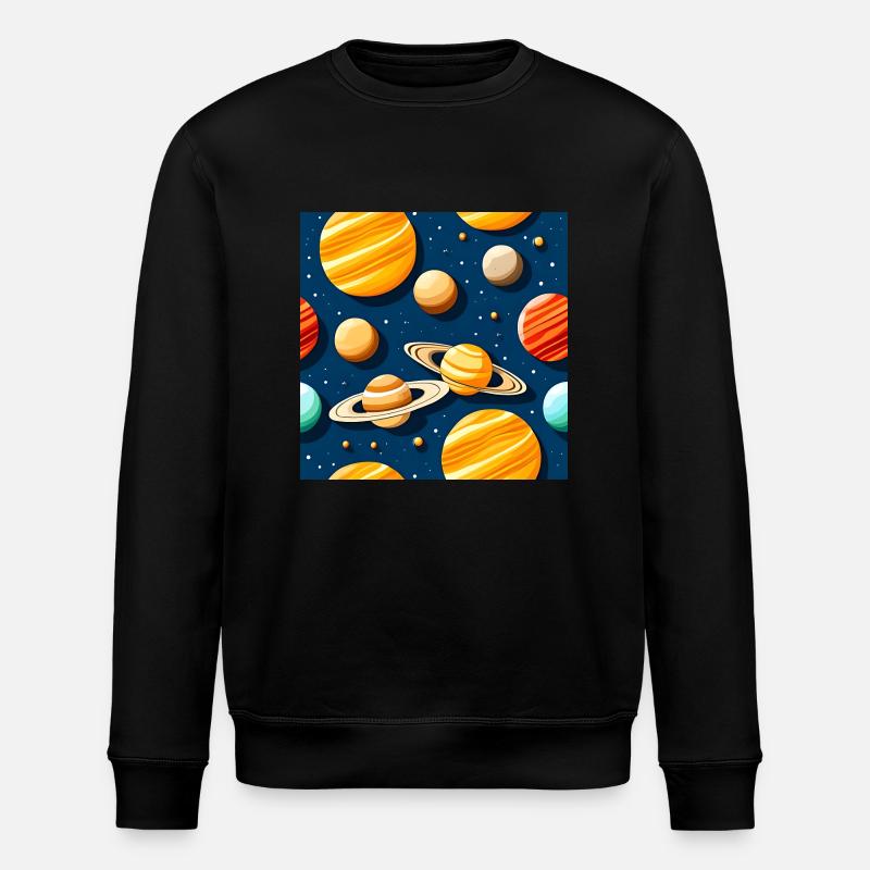 Freaky Solar System Pattern - Stanley/Stella ROLLER Unisex Organic Sweatshirt - black