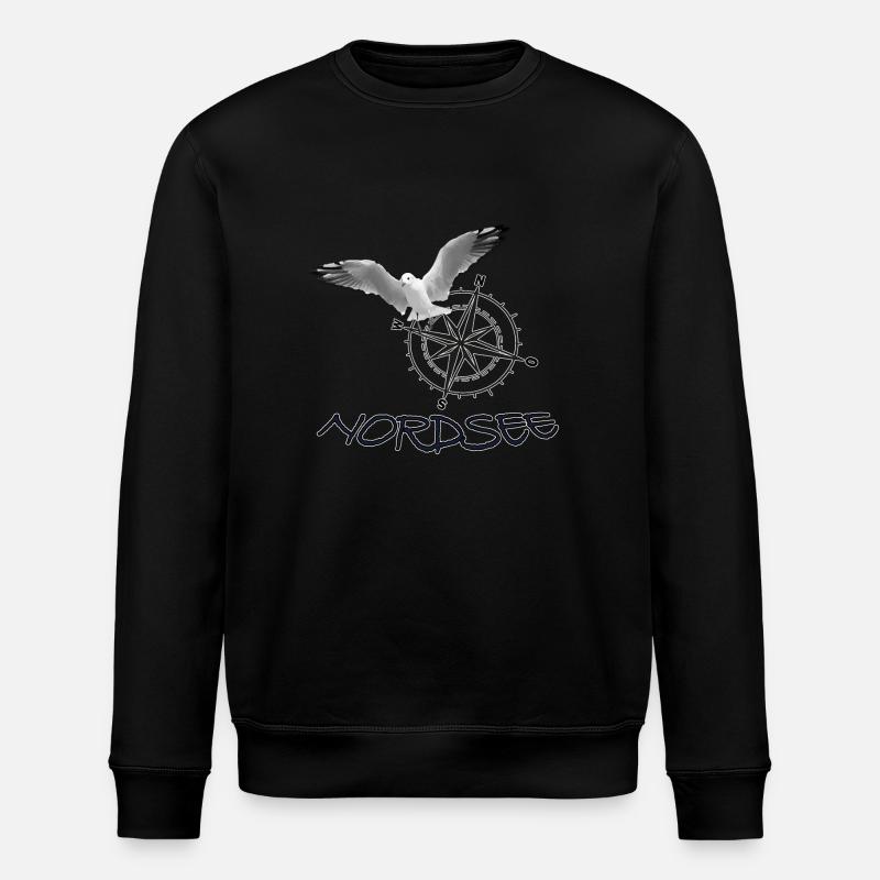 Nordsee - Möwe mit Kompass - Stanley/Stella Unisex Bio-Sweatshirt ROLLER - Schwarz