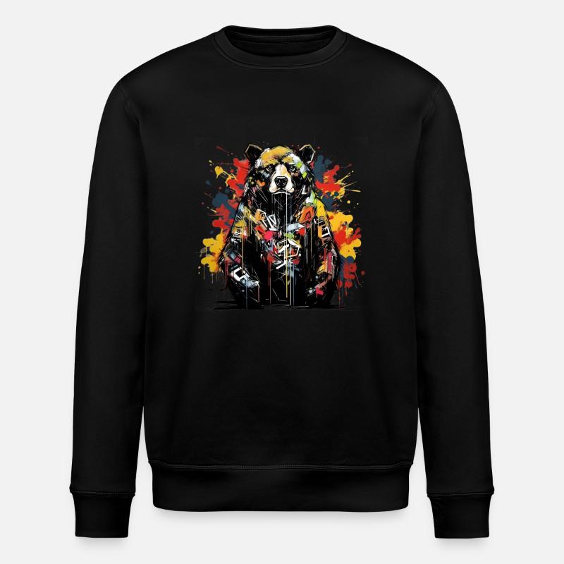 Roaring Bear. Graffiti-style strength. - Stanley/Stella ROLLER Unisex Organic Sweatshirt - black