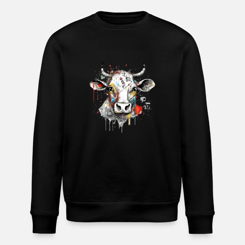 Kika, die Kuh - Stanley/Stella Unisex Bio-Sweatshirt ROLLER - Schwarz