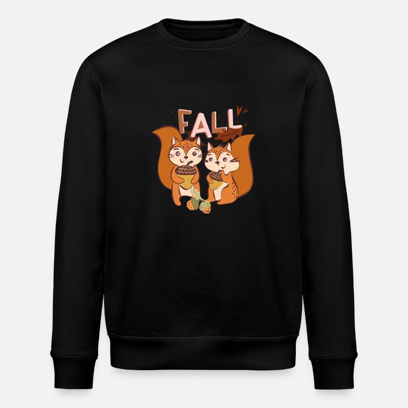 Herbst Eichhörnchen - Stanley/Stella Unisex Bio-Sweatshirt ROLLER - Schwarz
