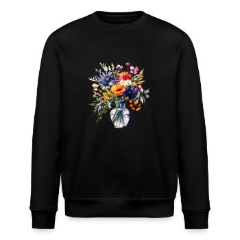 Blumen in einer Vase, bunter Blumenstrauß - Stanley/Stella Unisex Bio-Sweatshirt ROLLER - Schwarz - Vorne - Nik (191cm)