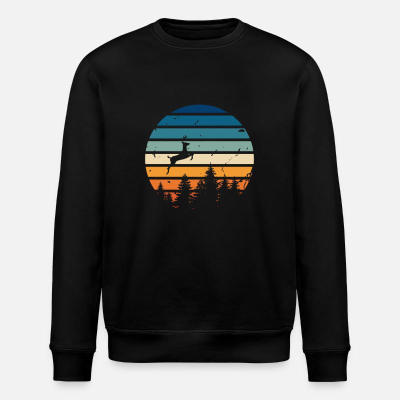 Retro deer - Stanley/Stella ROLLER Unisex Organic Sweatshirt - black