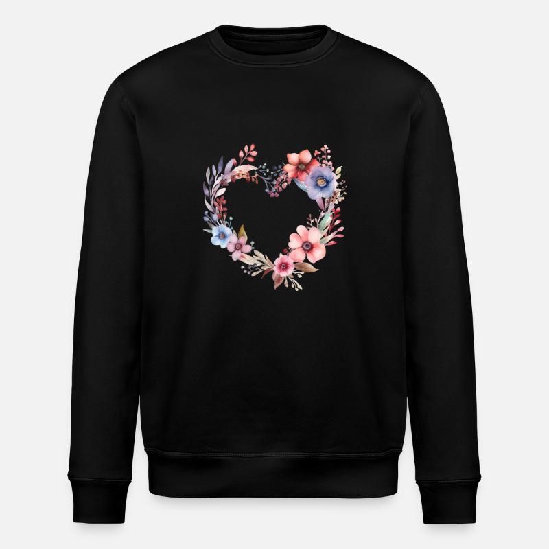 Blumen Herzkranz - Stanley/Stella Unisex Bio-Sweatshirt ROLLER - Schwarz